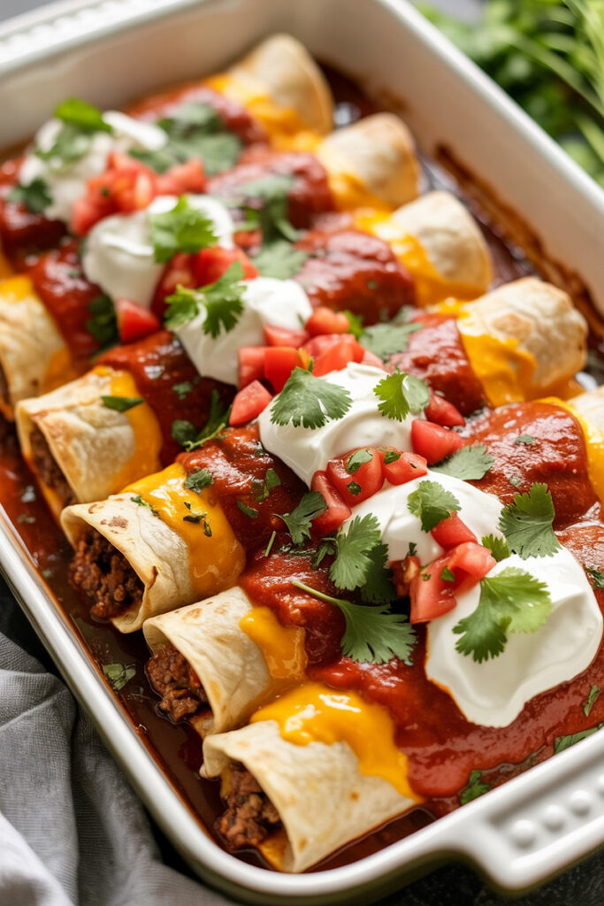 Cheesy Beef Enchiladas Recipe