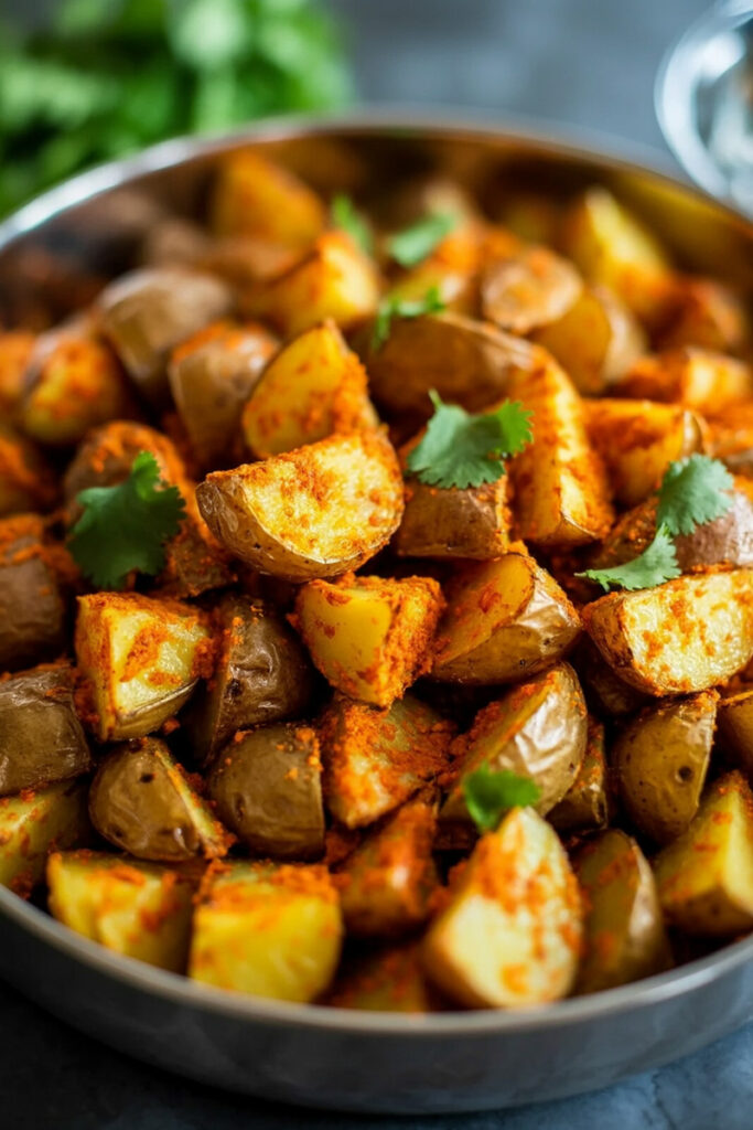 Mixing Mexican Roasted Potatoes