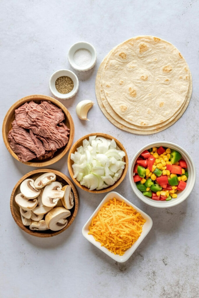 Philly Cheese Steak Quesadillas Ingreidents