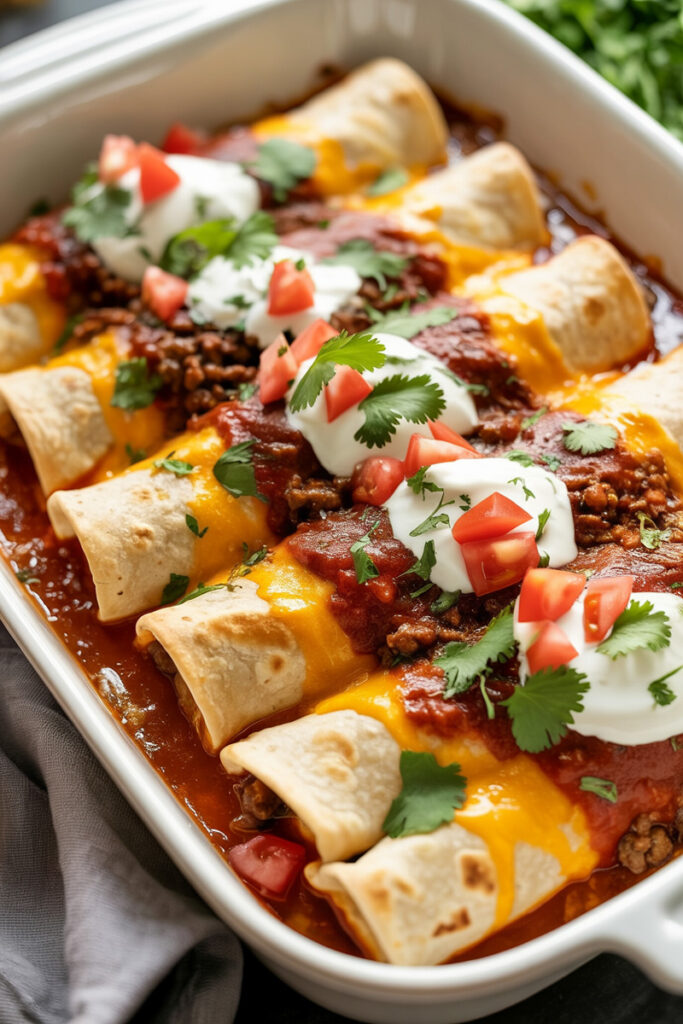 Prepare Cheesy Beef Enchiladas