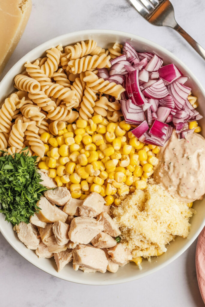 Combine Corn Pasta Salad