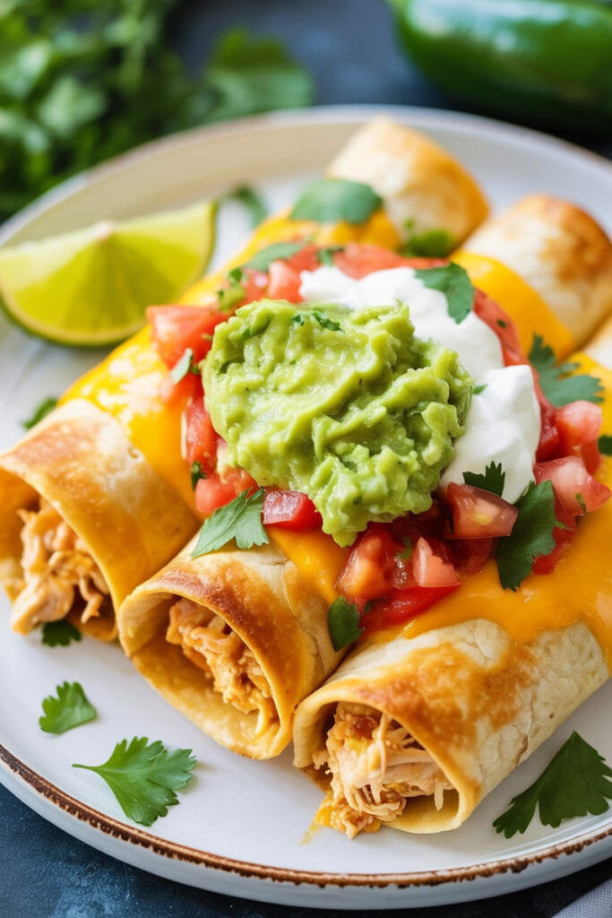 Serving Baked Chicken Chimichangas