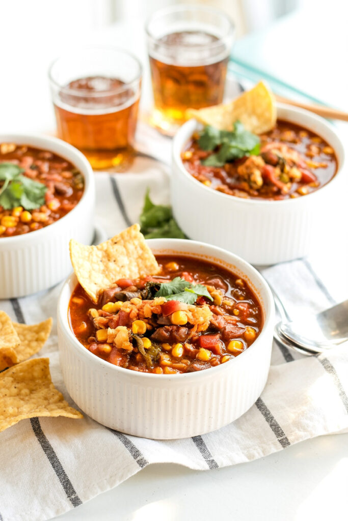 Serving Beef Enchilada Soup