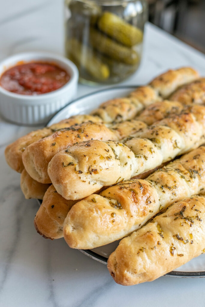 Seving Cheesy Taco Sticks