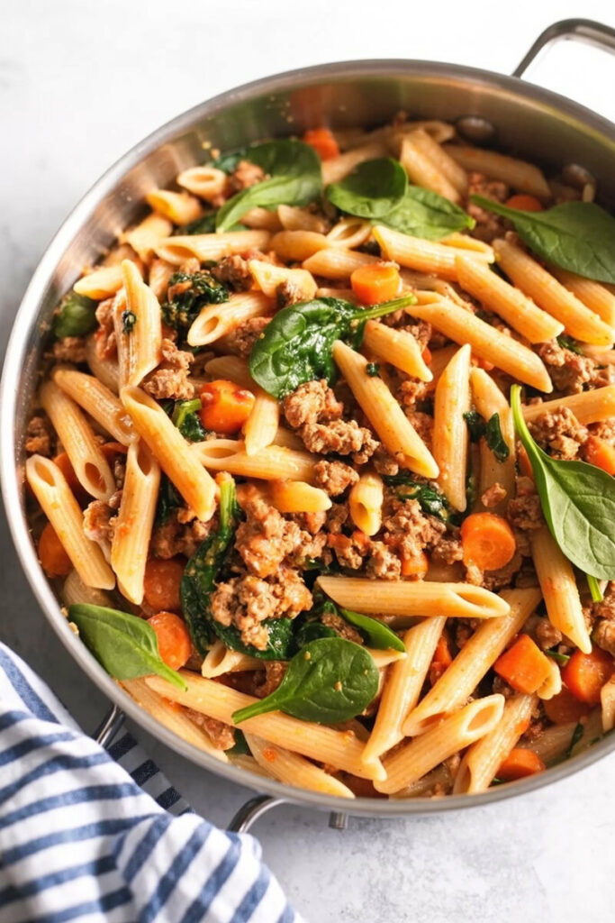 Serving Ground Turkey Pasta