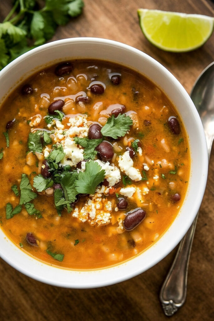 Serve Mexican Beans and Rice Soup