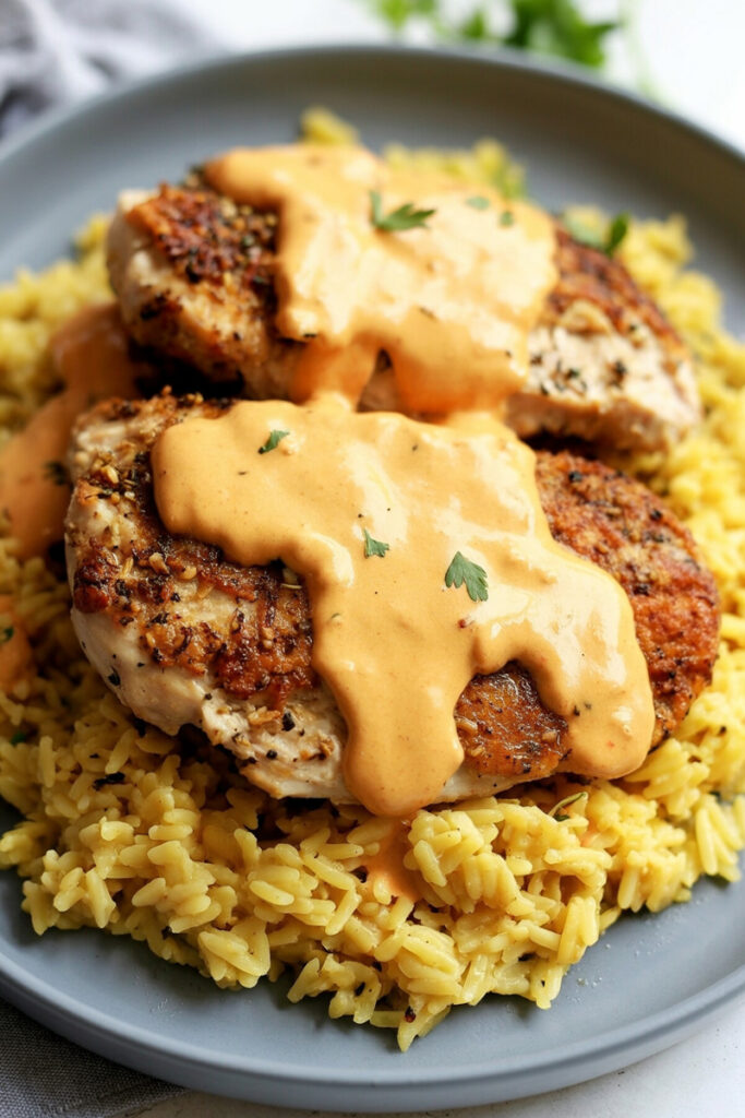 Serve Mexican Chicken and Rice with Queso