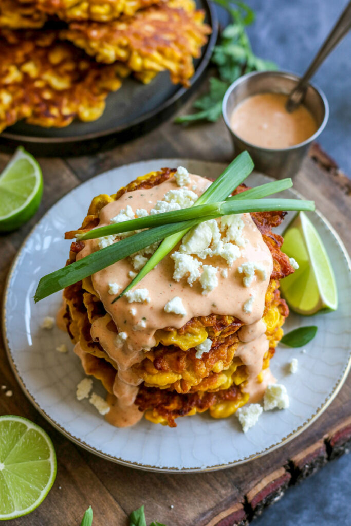 Serve Mexican Street Corn Fritters