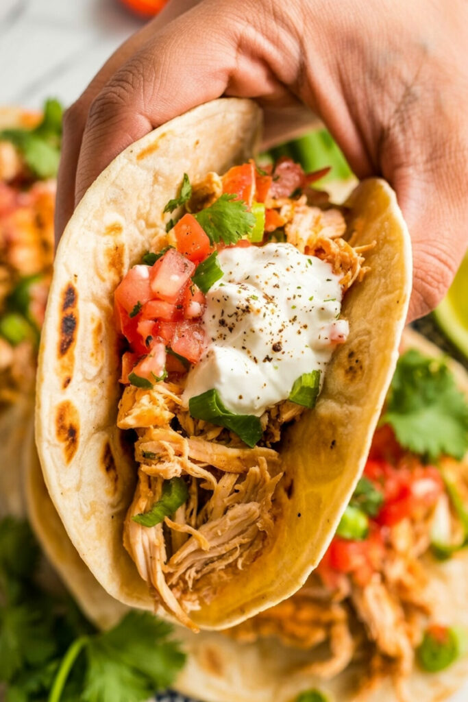 Serve Shredded Chicken Tacos