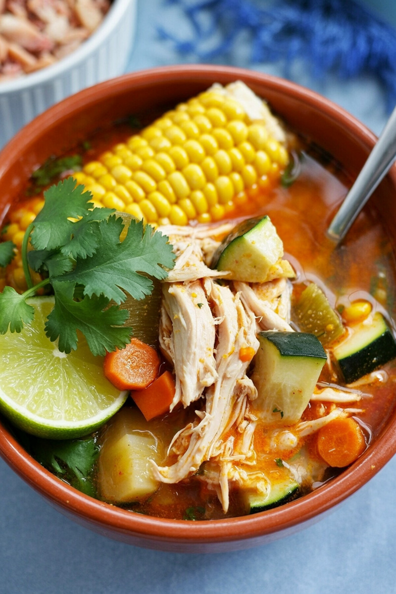 Serving Caldo de Pollo