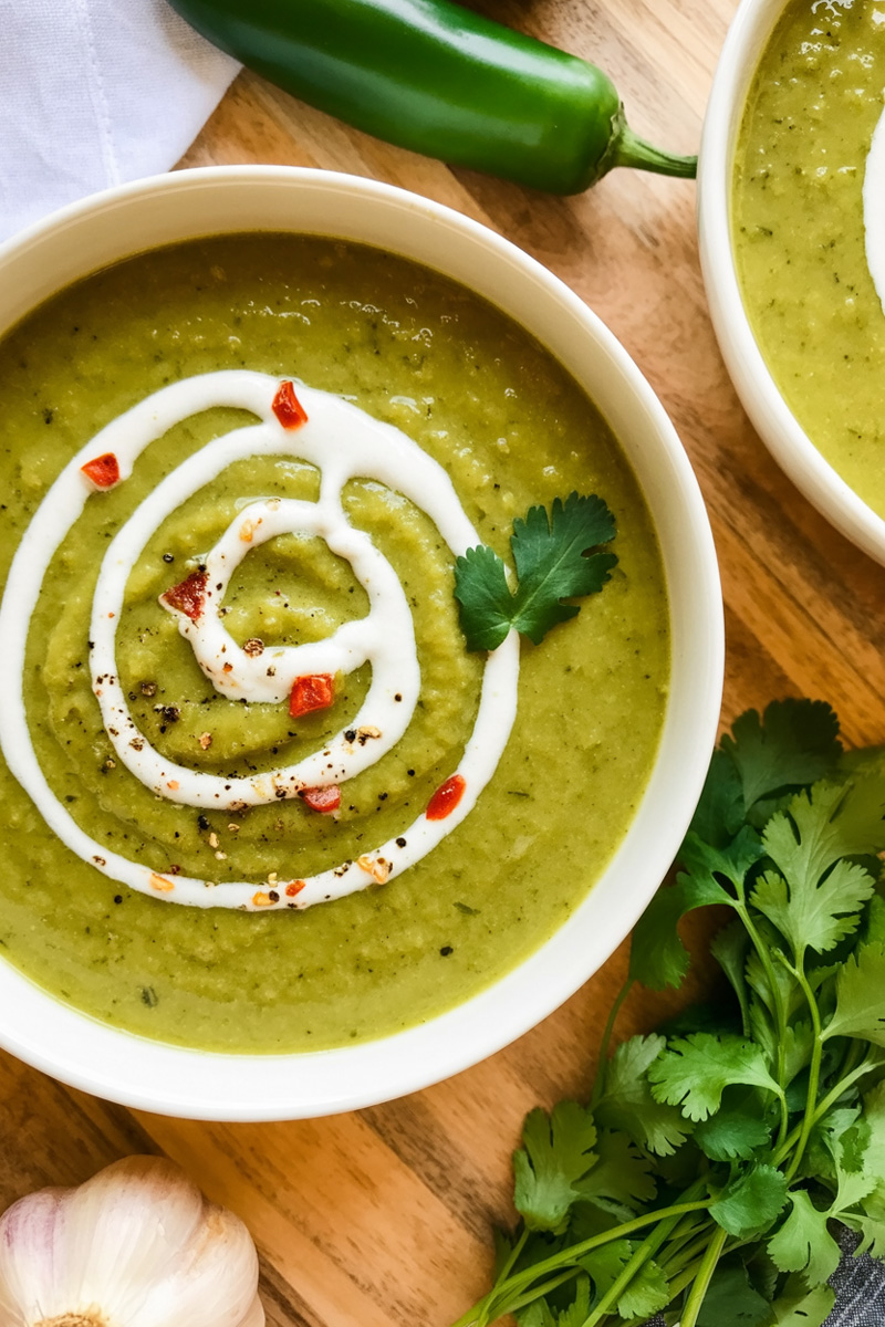 Serving Poblano Soup